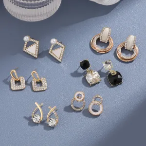Wholesale Alloy Dot Drill Oil Drop Square Irregular Glass Drill Earrings