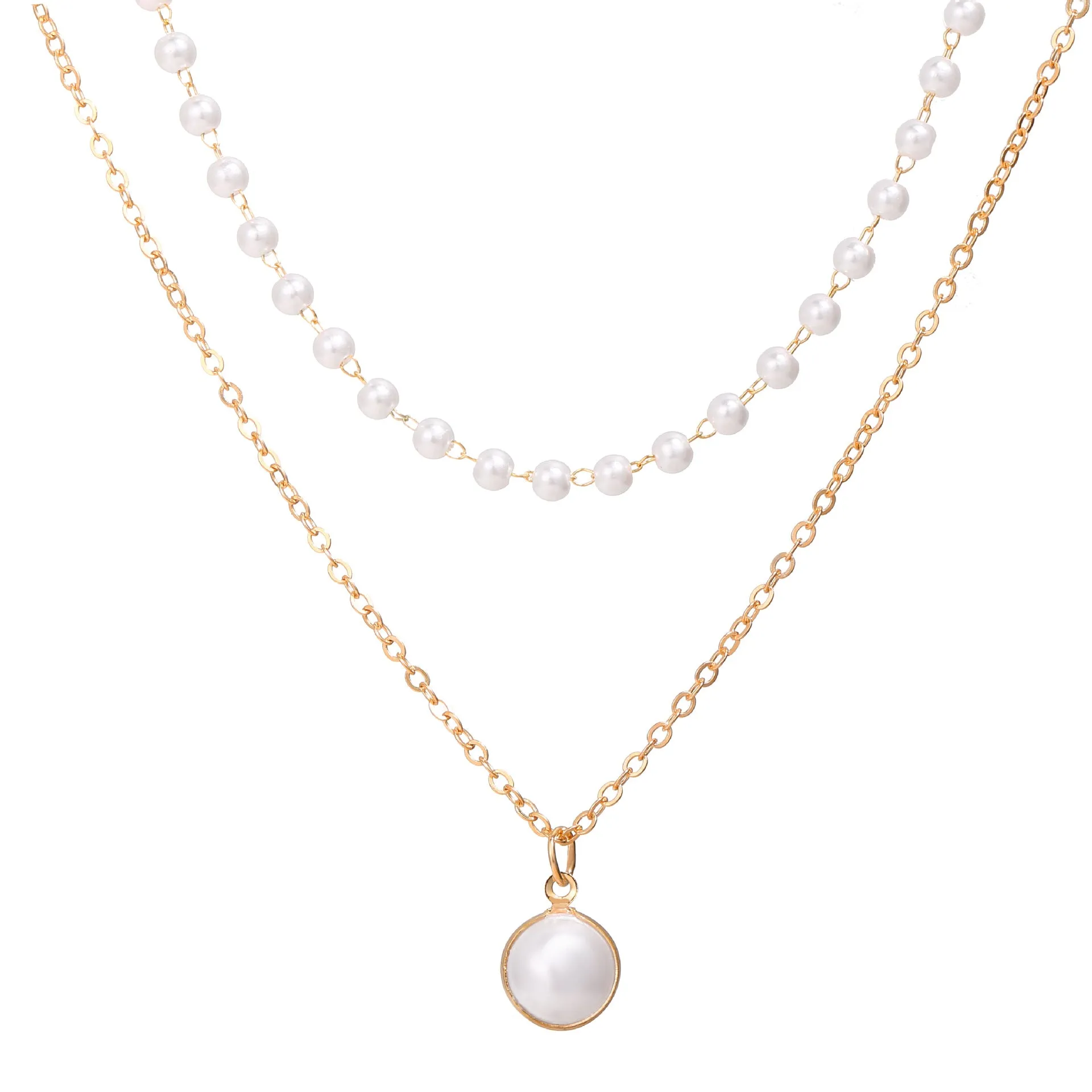 Wholesale Alloy Double Layer Pearl Bracelet