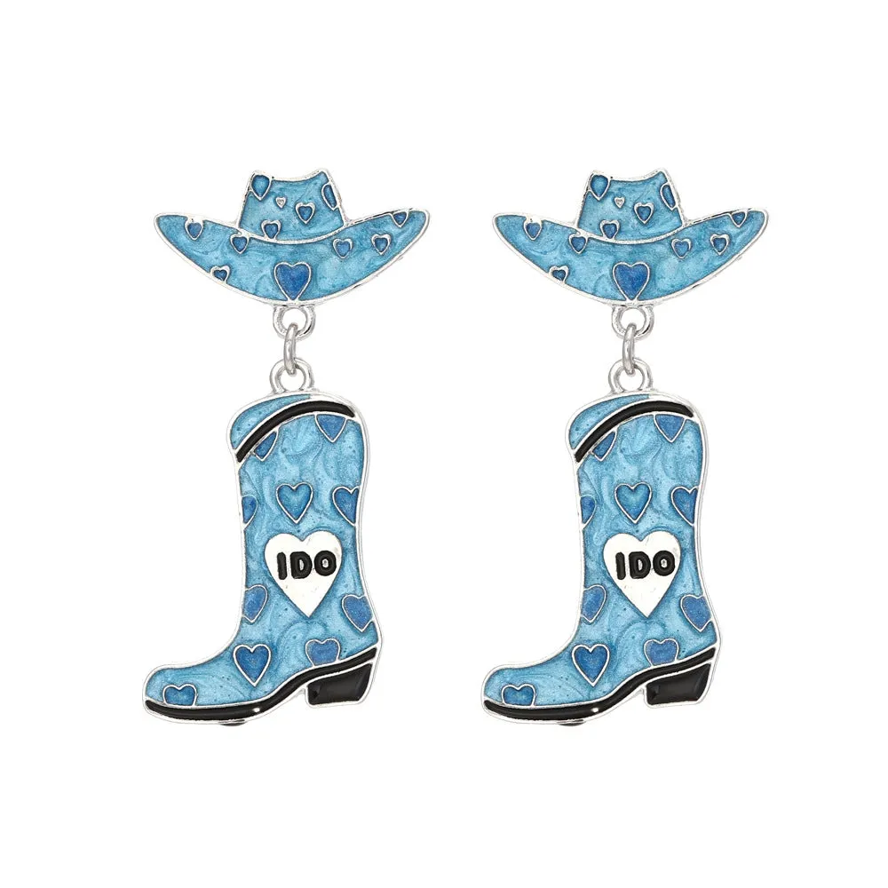Wholesale Alloy Drip Oil Love Hat Boots Earrings
