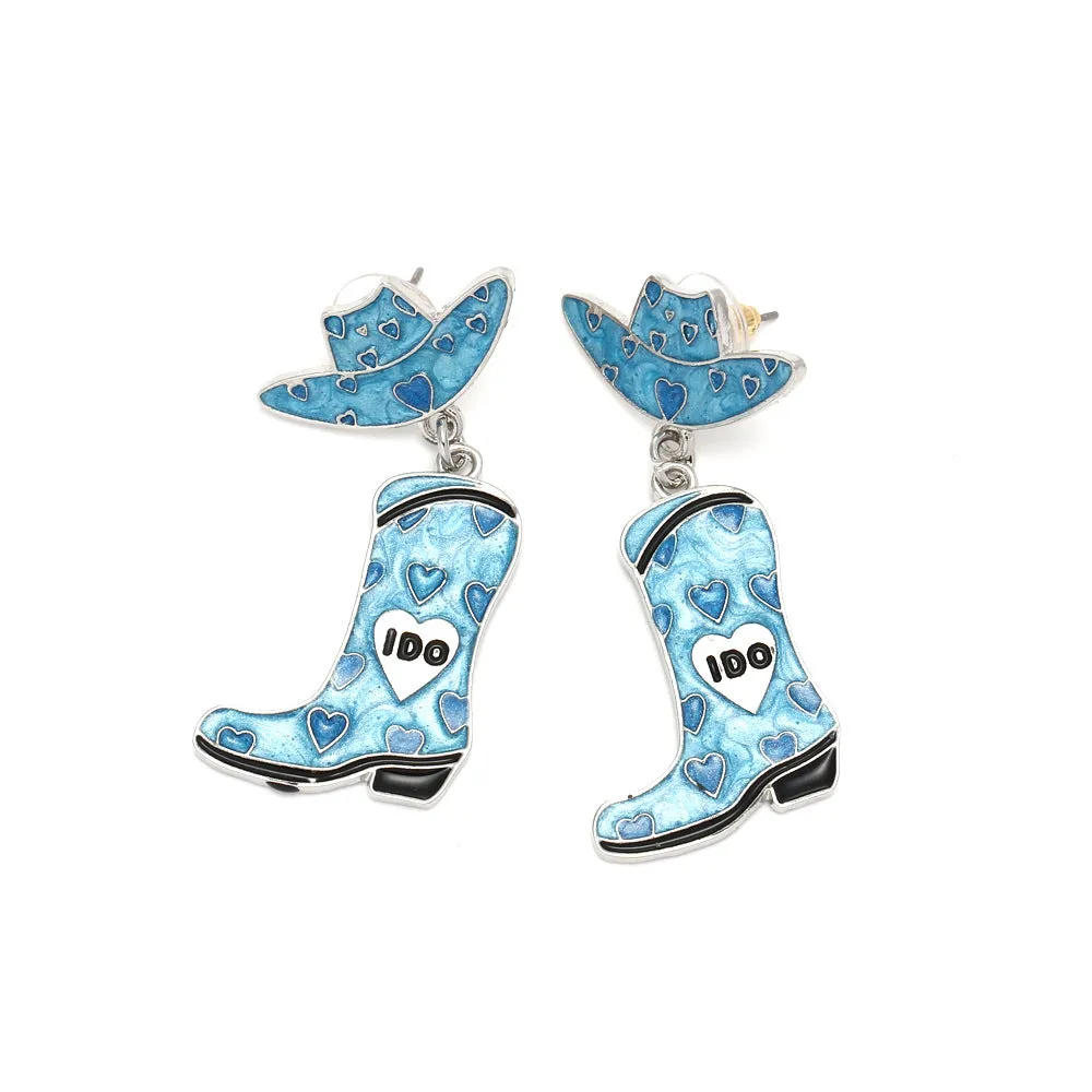 Wholesale Alloy Drip Oil Love Hat Boots Earrings