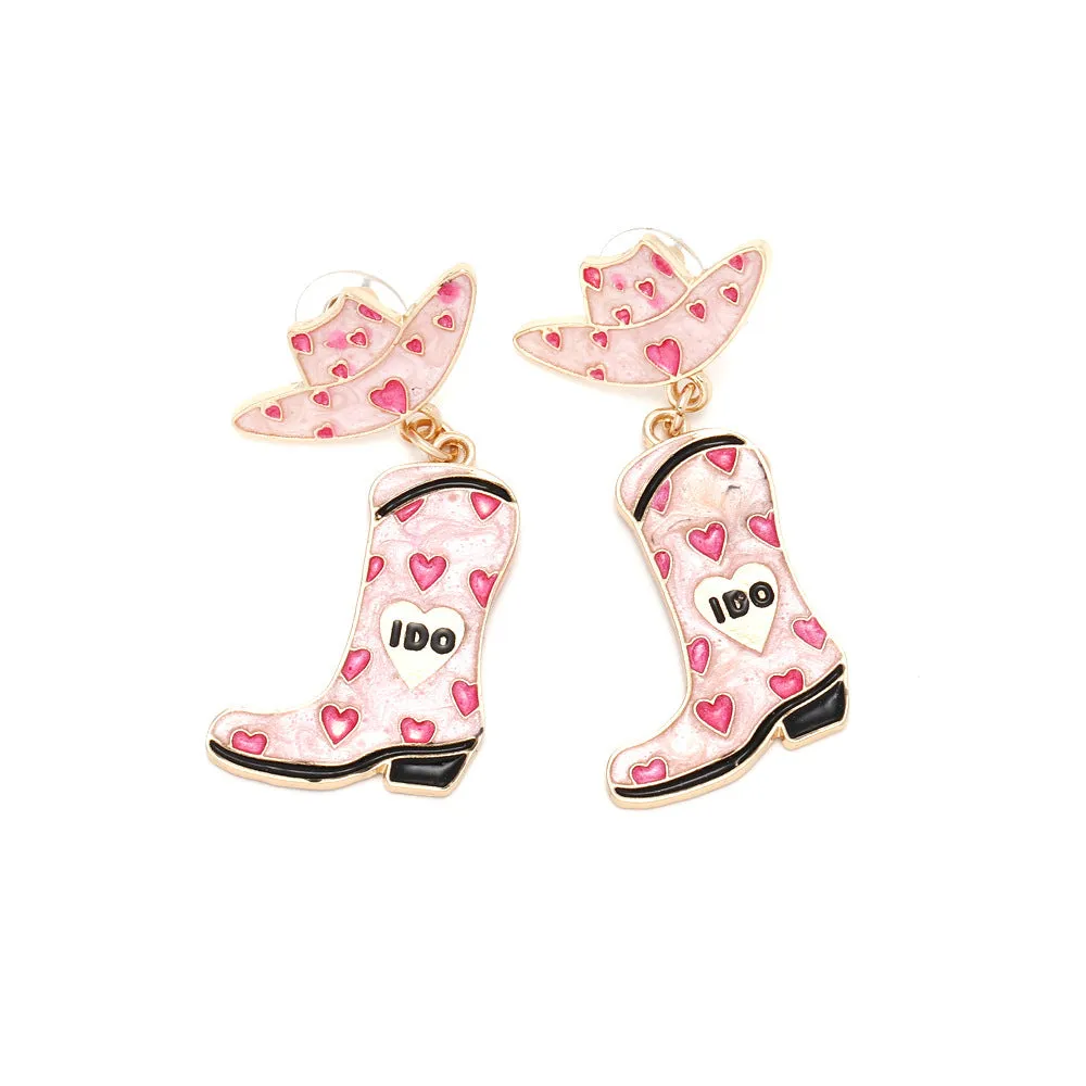 Wholesale Alloy Drip Oil Love Hat Boots Earrings