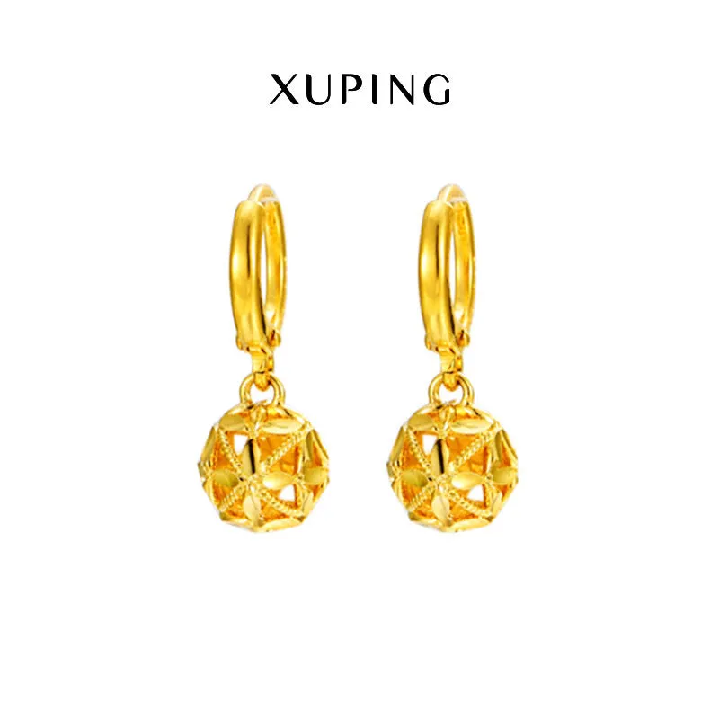 Wholesale Alloy Electroplated Hollow Four Leaf Ball Flower Retro Earrings