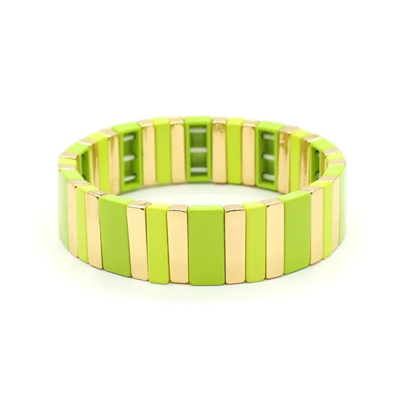 Wholesale Alloy Enamel Geometric Rectangular Rainbow Bracelets