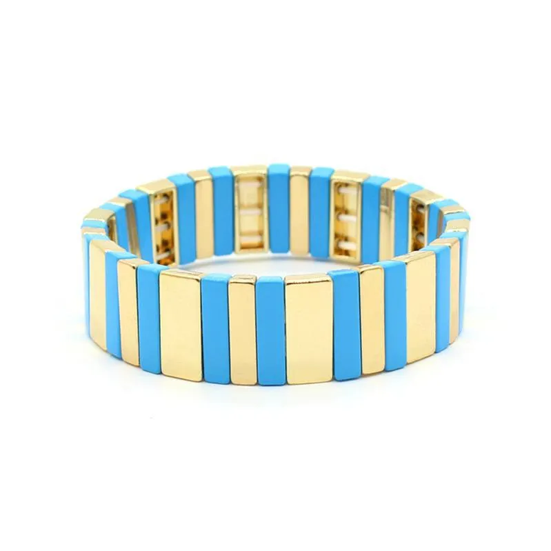 Wholesale Alloy Enamel Geometric Rectangular Rainbow Bracelets