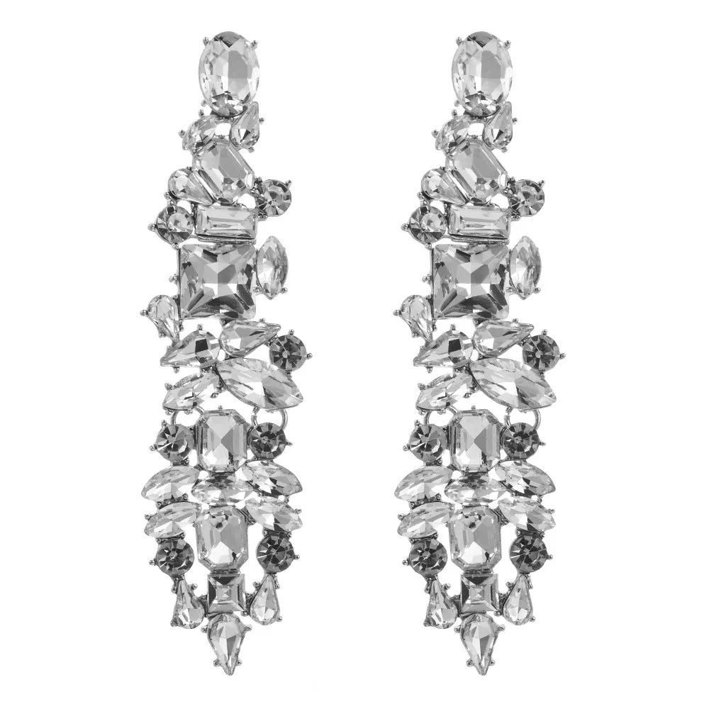 Wholesale alloy fashion colored diamonds Long multi-layer tassel earrings