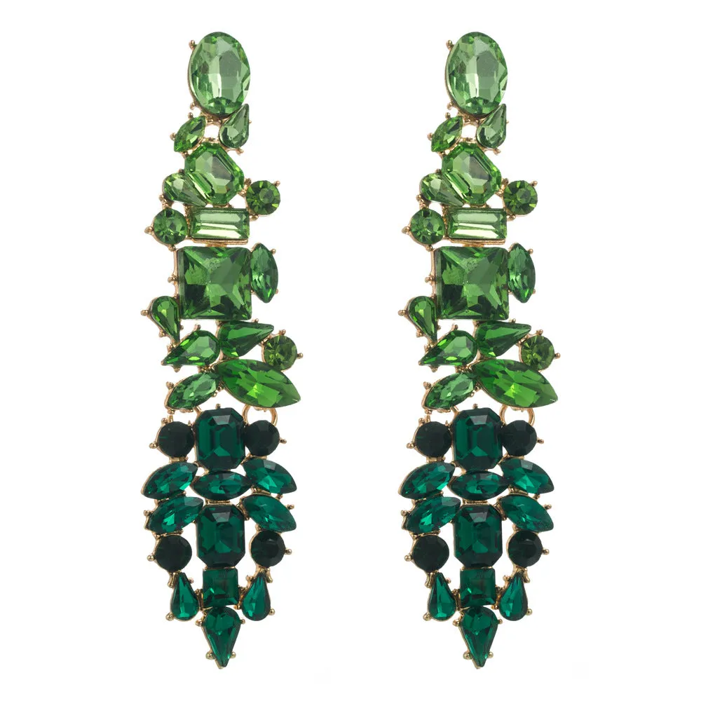 Wholesale alloy fashion colored diamonds Long multi-layer tassel earrings