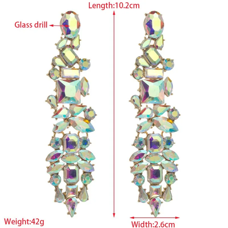 Wholesale alloy fashion colored diamonds Long multi-layer tassel earrings