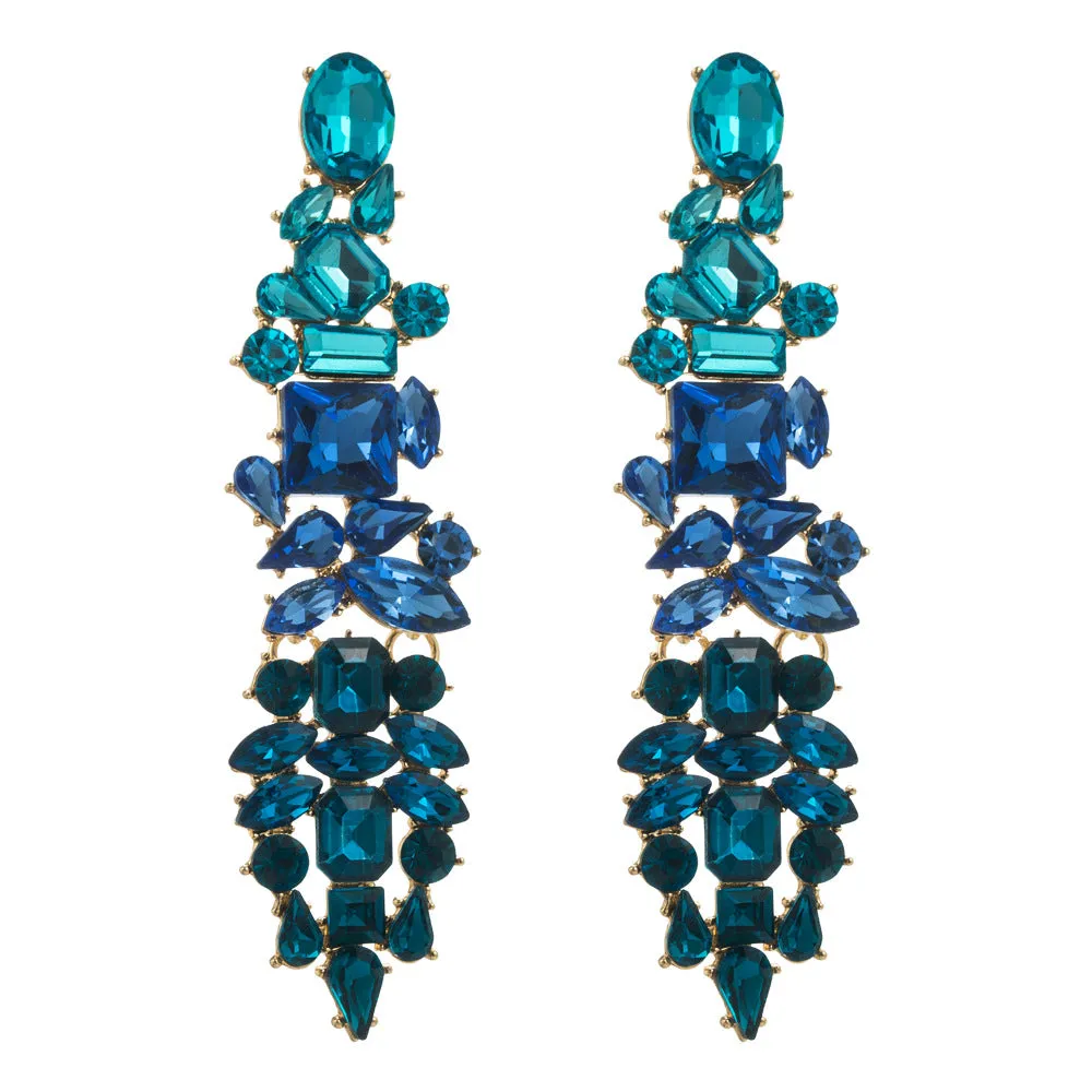 Wholesale alloy fashion colored diamonds Long multi-layer tassel earrings