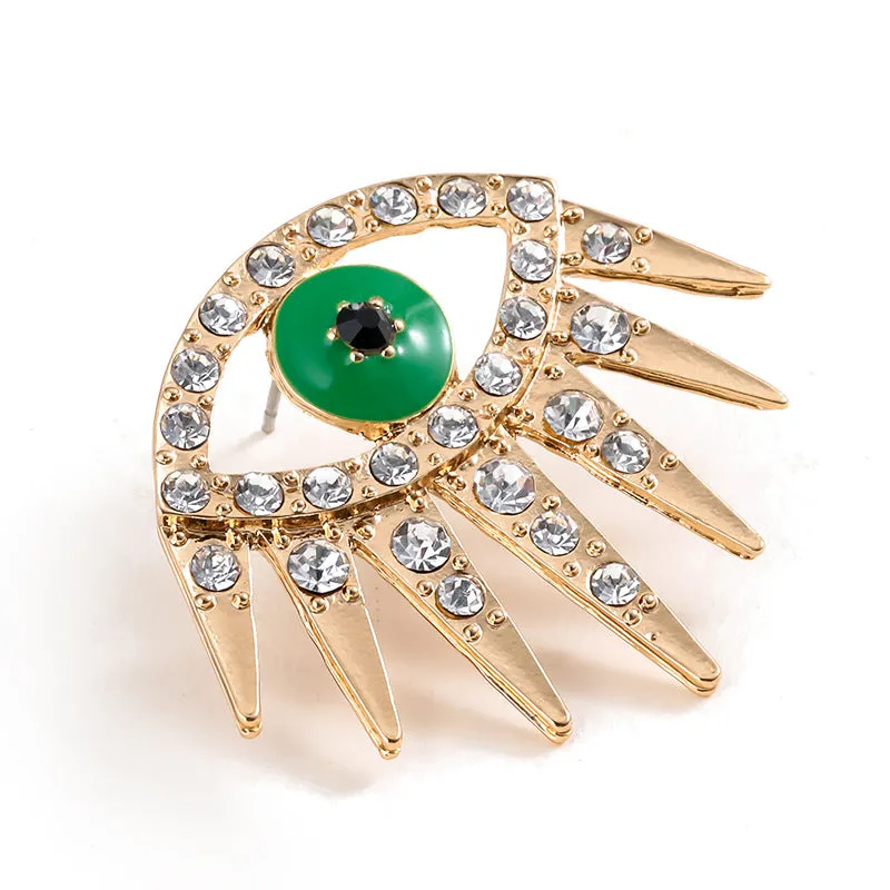 Wholesale Alloy Gold Plated Diamond Dripping Devil's Eye Earrings