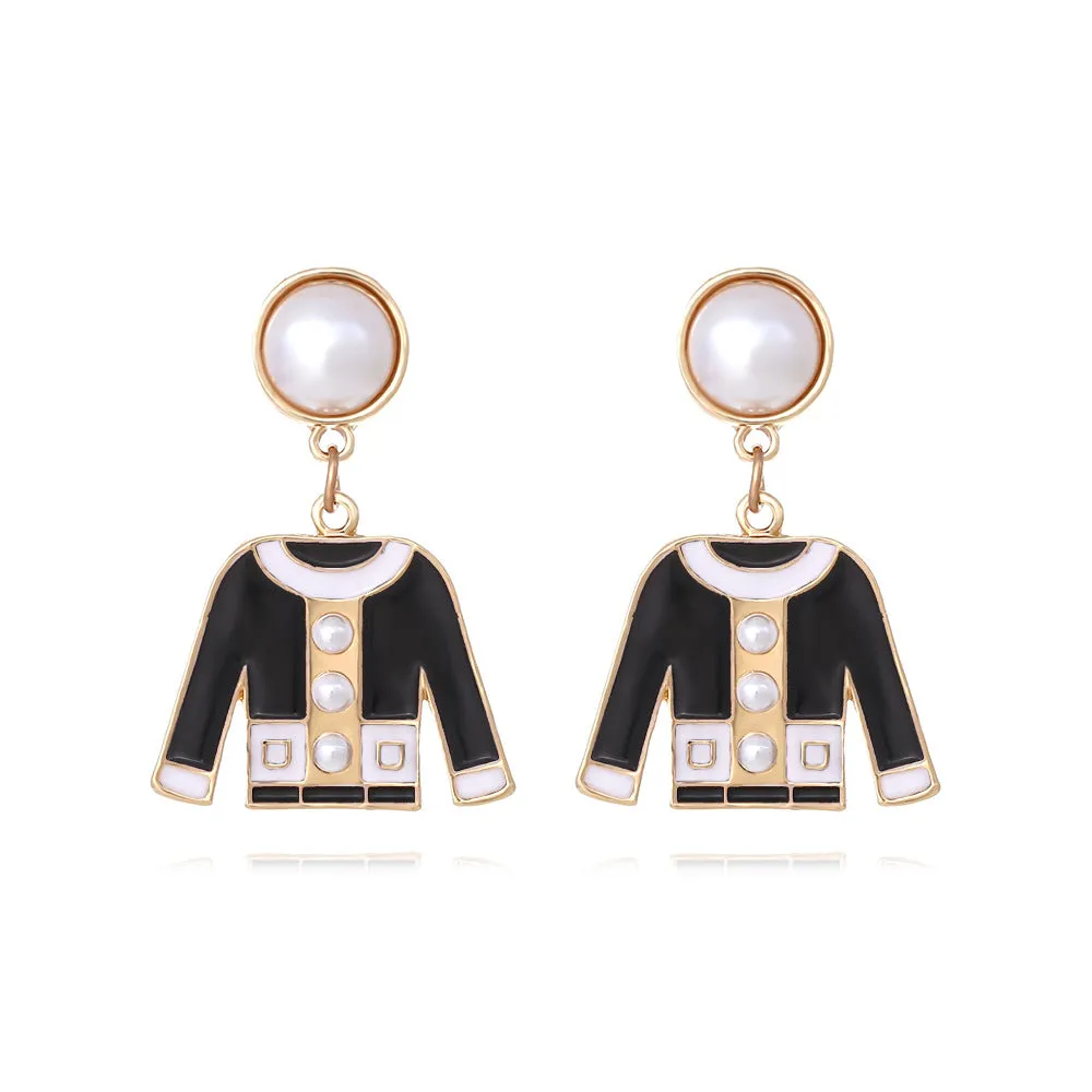 Wholesale Alloy Inlaid Imitation Pearl Clothing Earrings