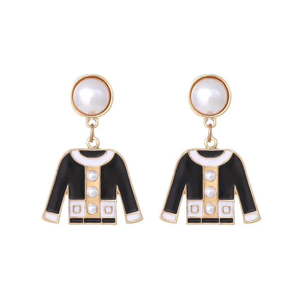 Wholesale Alloy Inlaid Imitation Pearl Clothing Earrings