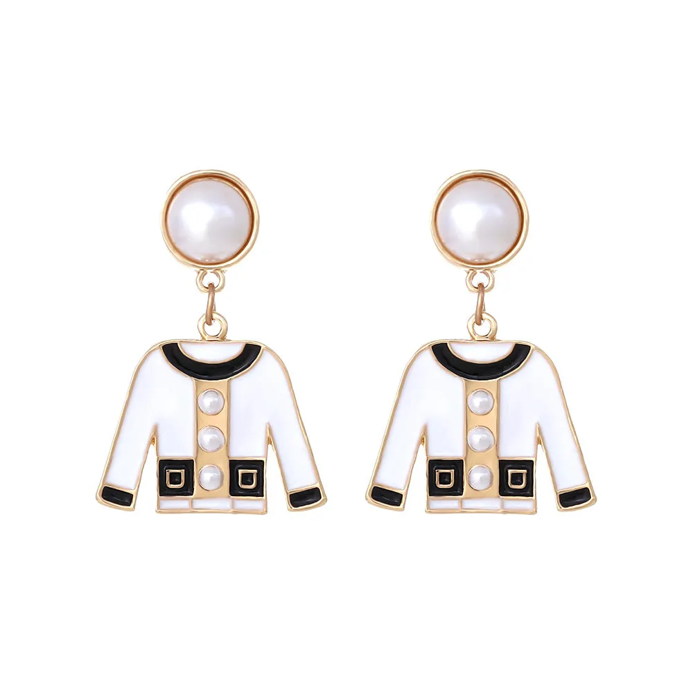 Wholesale Alloy Inlaid Imitation Pearl Clothing Earrings