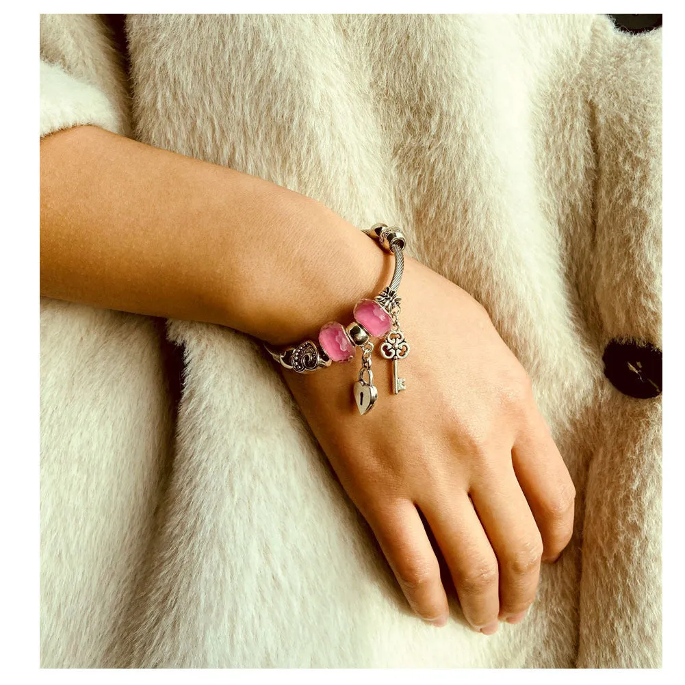 Wholesale Alloy Key Lock Pendant Bracelet