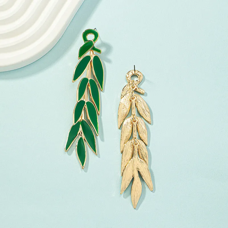 Wholesale Alloy Leaf Long Style Earrings