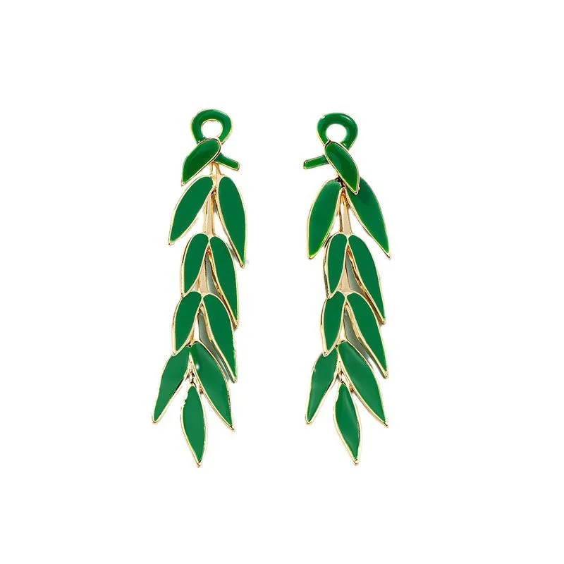Wholesale Alloy Leaf Long Style Earrings