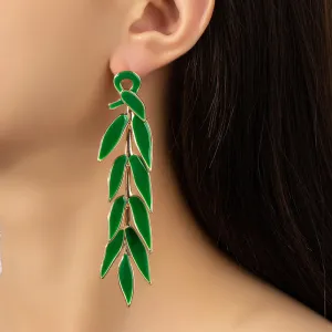 Wholesale Alloy Leaf Long Style Earrings