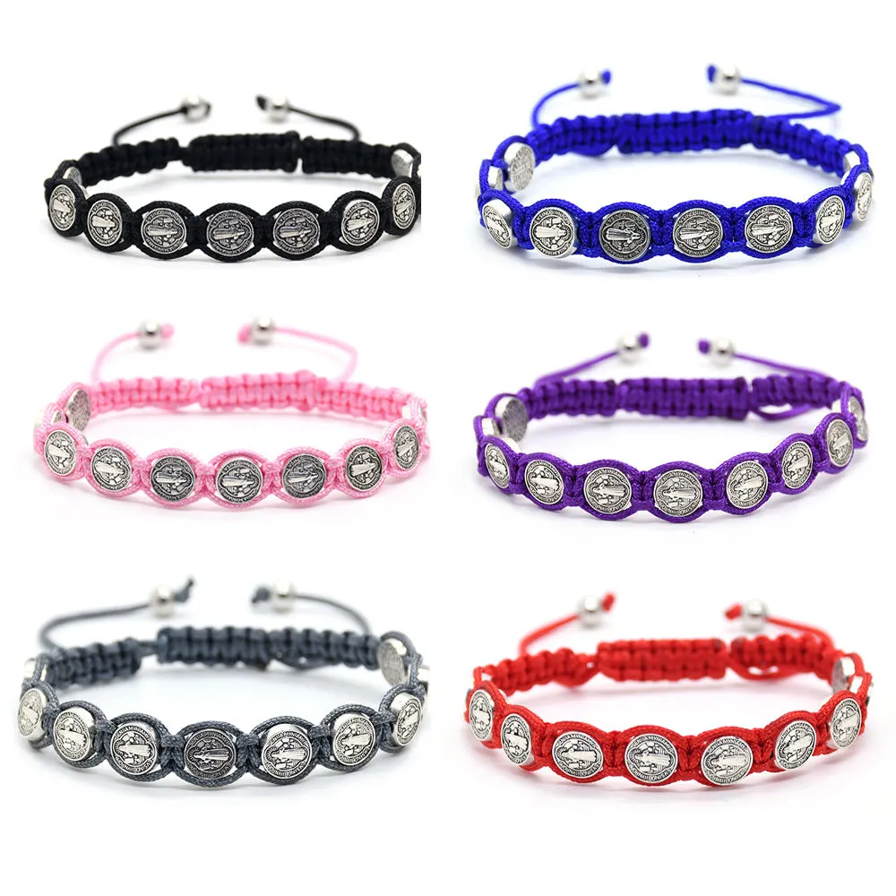 Wholesale Alloy Multicolor Braided Knot Rosary Beads Bracelet