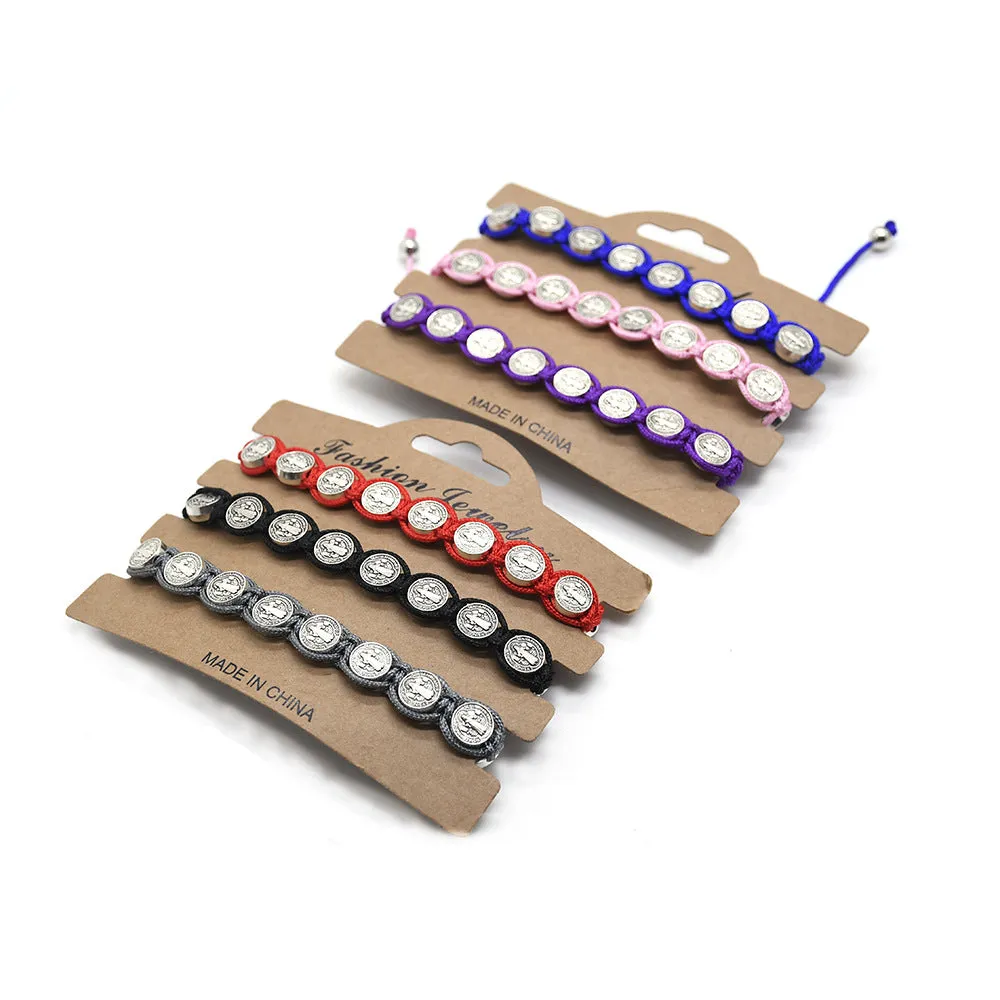 Wholesale Alloy Multicolor Braided Knot Rosary Beads Bracelet