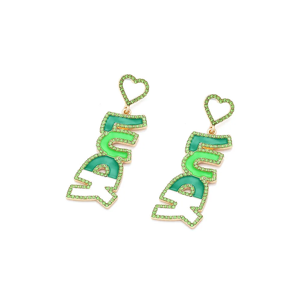 Wholesale Alloy Rhinestone LUCK  Mardi Gras Earrings
