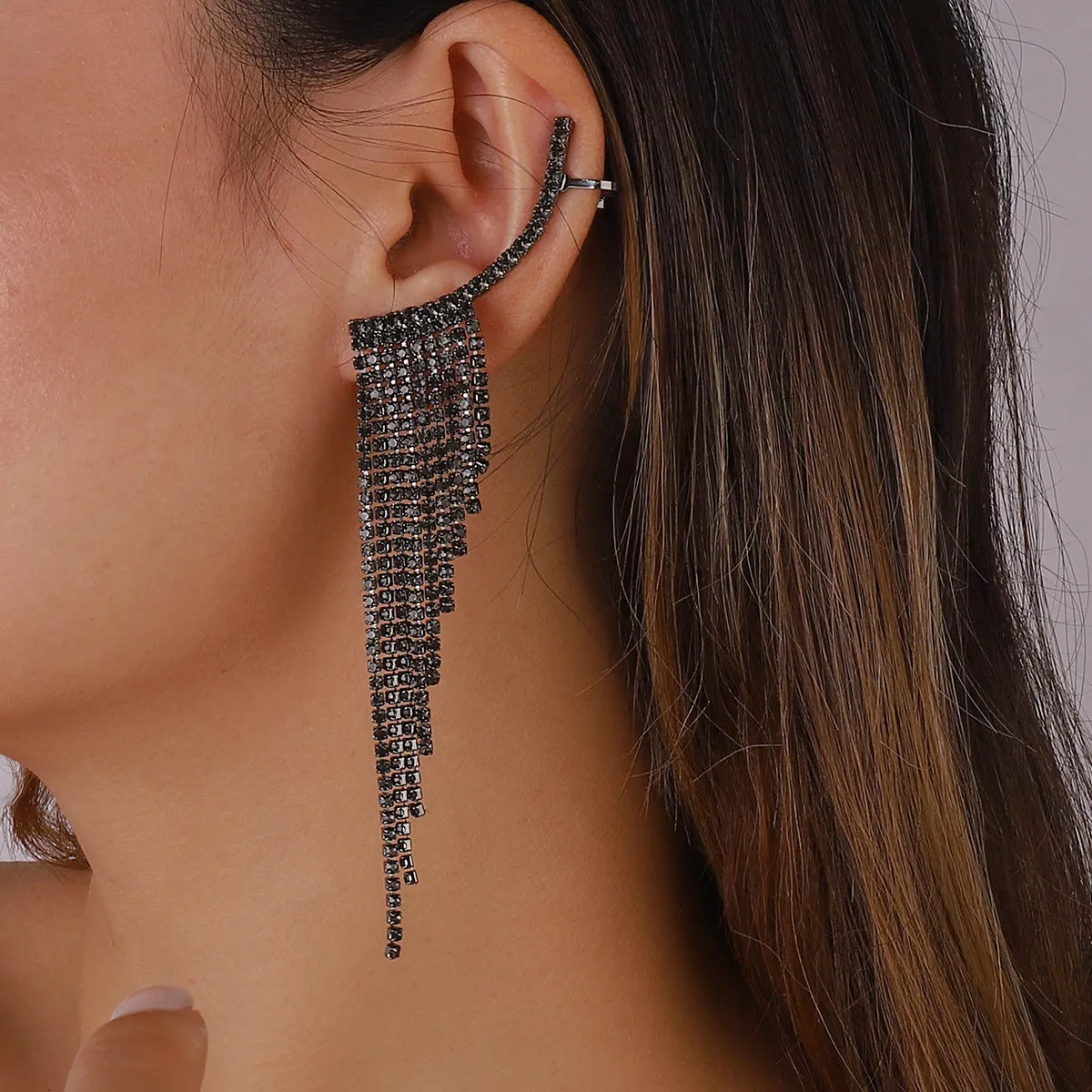 Wholesale Alloy Rhinestone Tassel Earrings