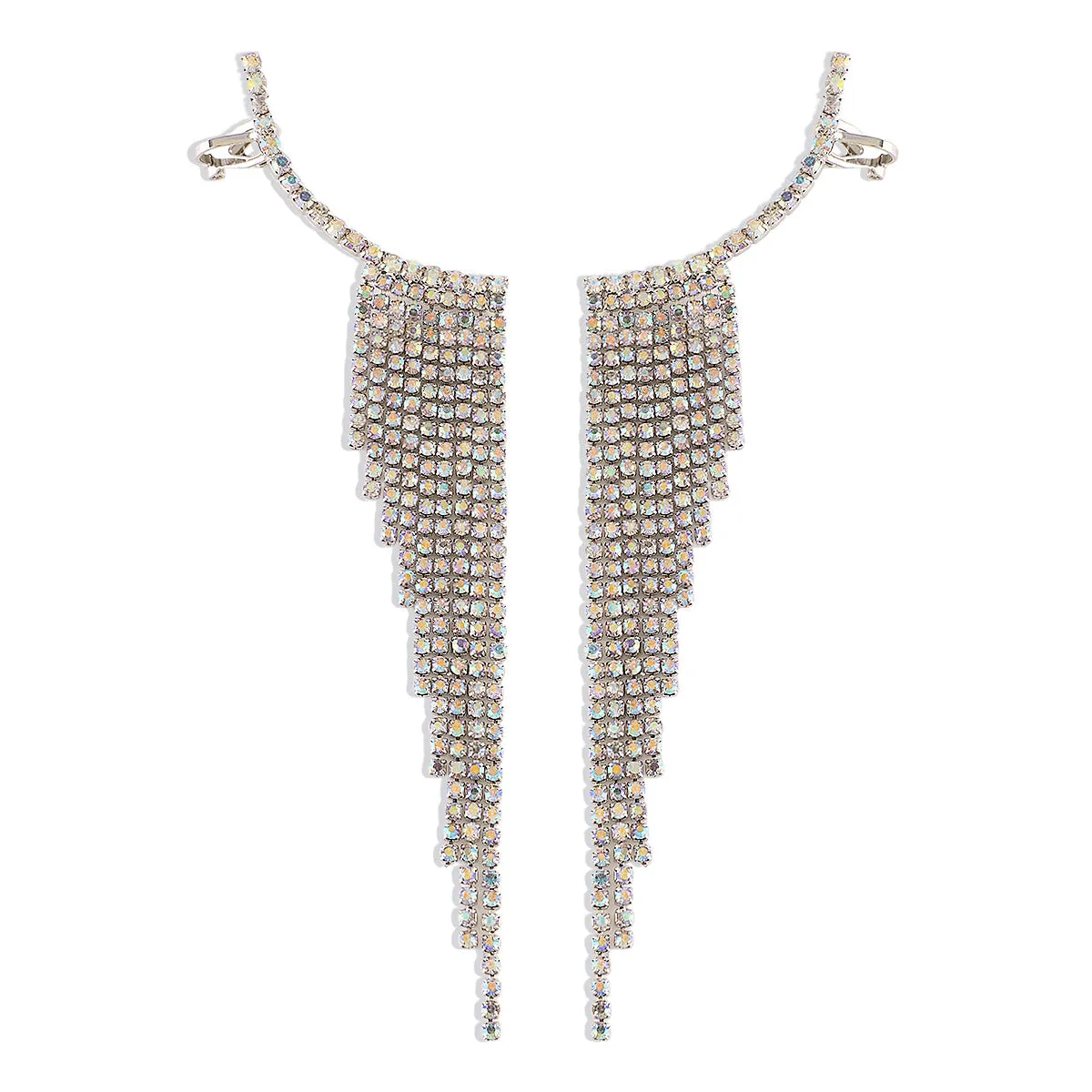Wholesale Alloy Rhinestone Tassel Earrings