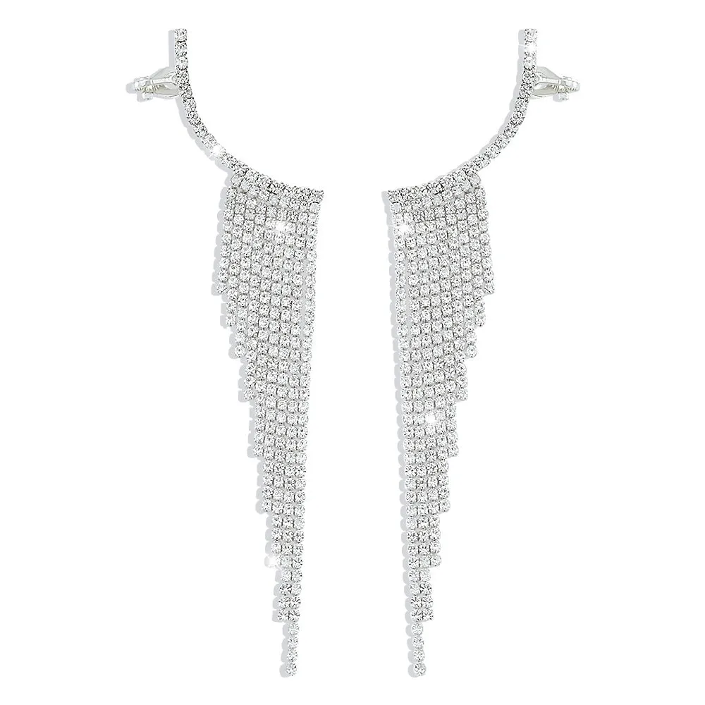 Wholesale Alloy Rhinestone Tassel Earrings