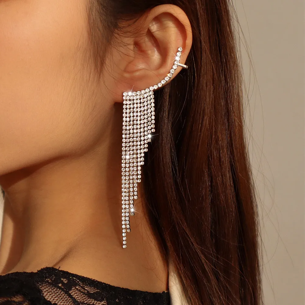 Wholesale Alloy Rhinestone Tassel Earrings
