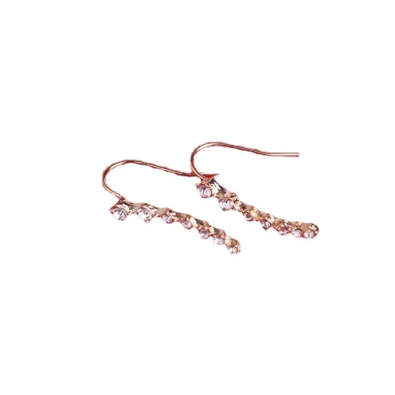 Wholesale Alloy Row of 7-diamond Inlaid Rhinestone Earrings