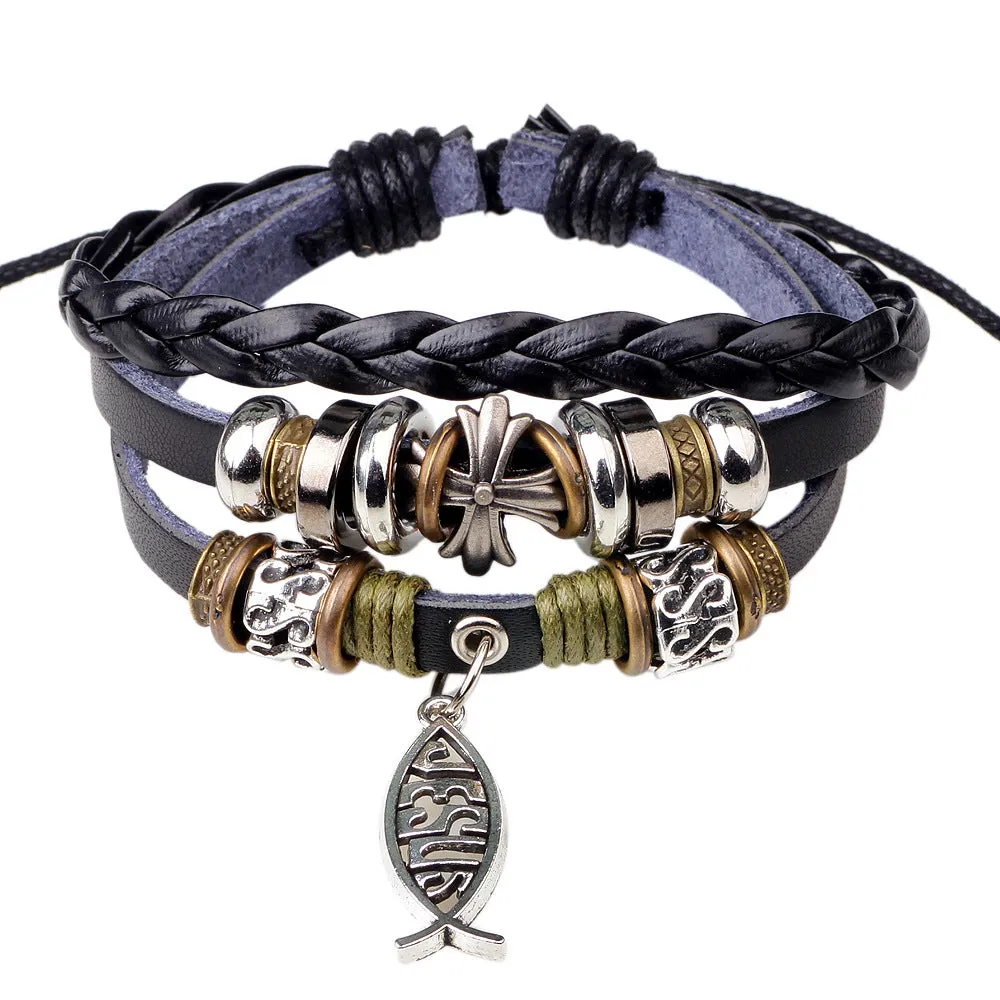 Wholesale Alloy Small Fish Accessories Cross Beaded Bracelet