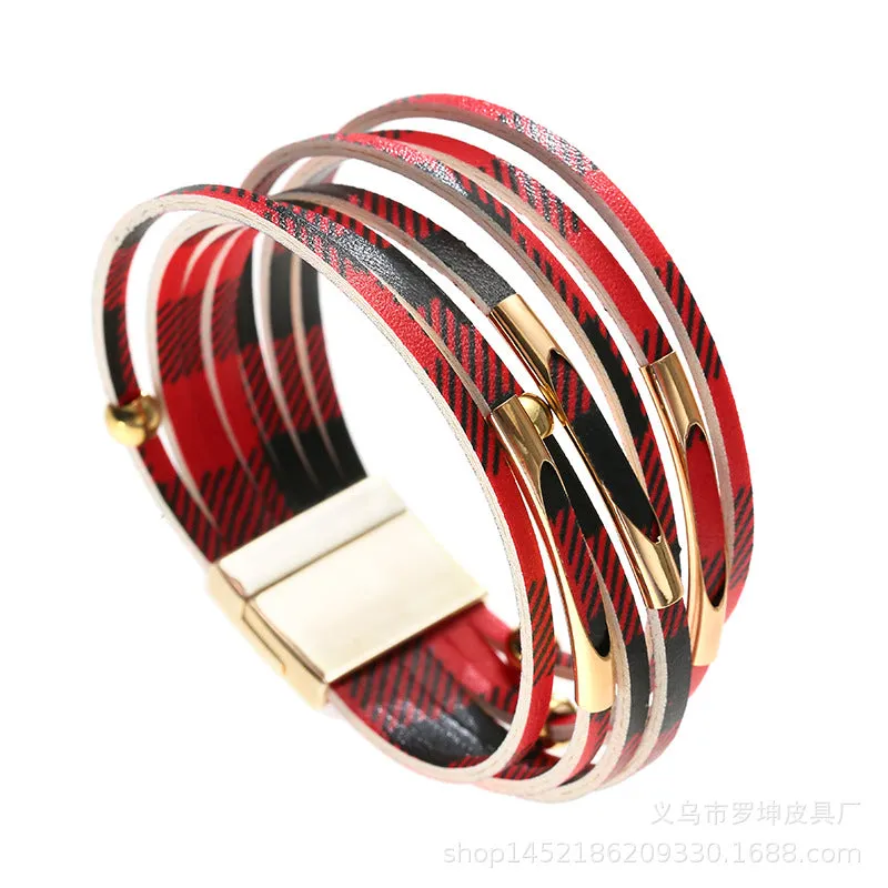Wholesale Alloy Tube Magnet Buckle Valentine's Day Leather Bracelet