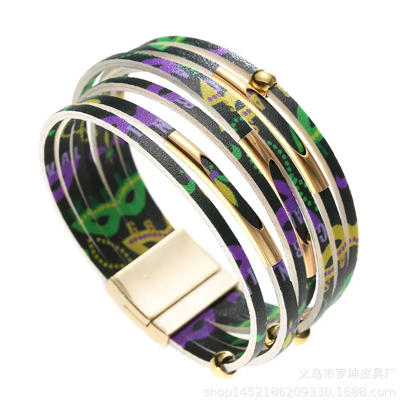 Wholesale Alloy Tube Magnet Buckle Valentine's Day Leather Bracelet