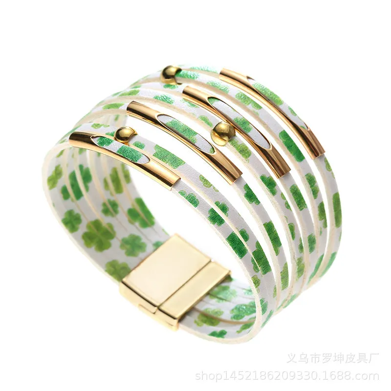 Wholesale Alloy Tube Magnet Buckle Valentine's Day Leather Bracelet