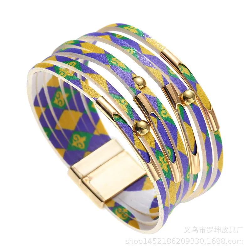 Wholesale Alloy Tube Magnet Buckle Valentine's Day Leather Bracelet