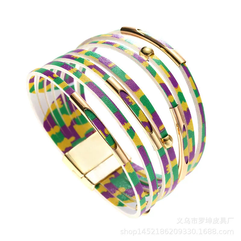 Wholesale Alloy Tube Magnet Buckle Valentine's Day Leather Bracelet