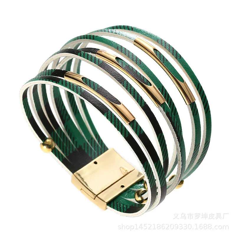 Wholesale Alloy Tube Magnet Buckle Valentine's Day Leather Bracelet