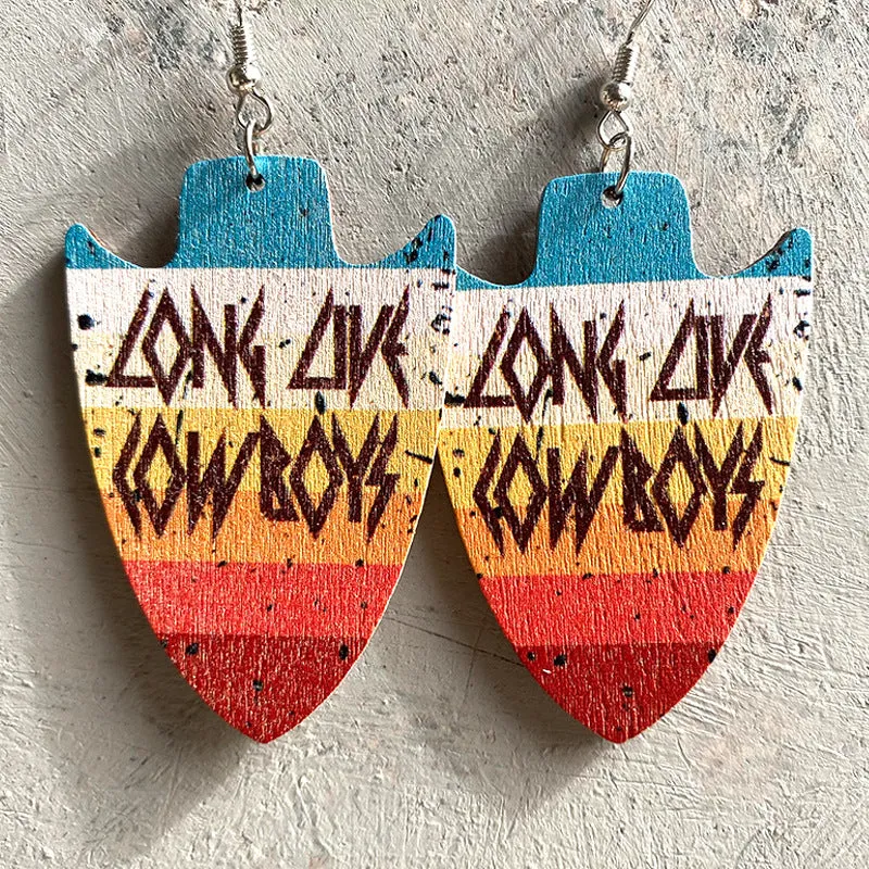 Wholesale American Flag Leopard Print Football Wooden Earrings