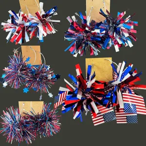 Wholesale American Independence Day Atmosphere Sparkling Big Ball Fireworks Earrings