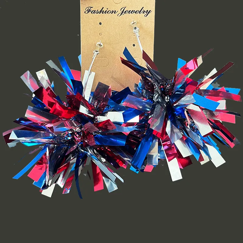 Wholesale American Independence Day Atmosphere Sparkling Big Ball Fireworks Earrings