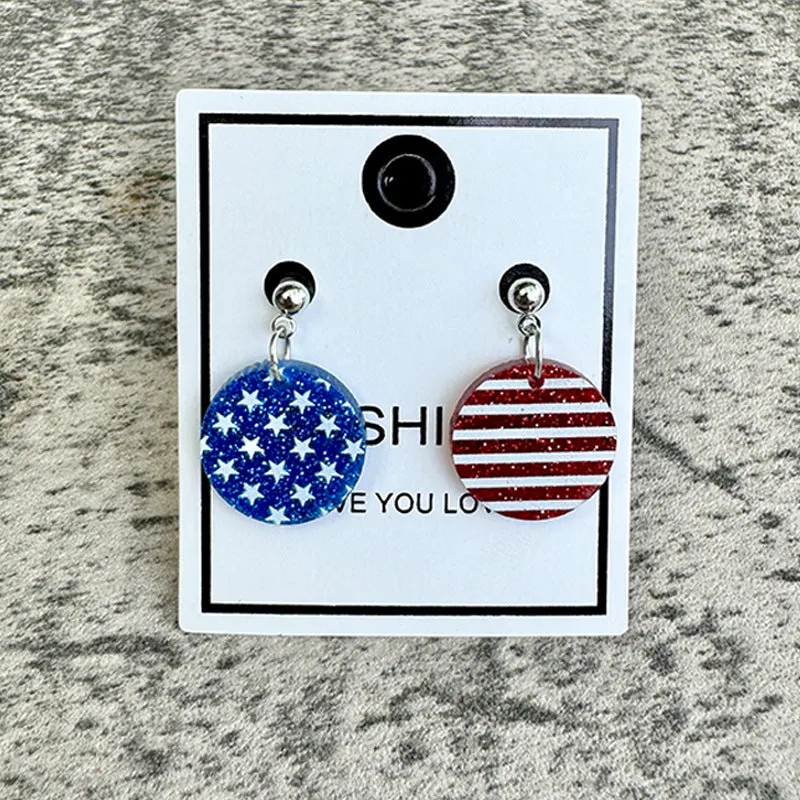 Wholesale American Independence Day Five-pointed Star Acrylic Glitter Earrings