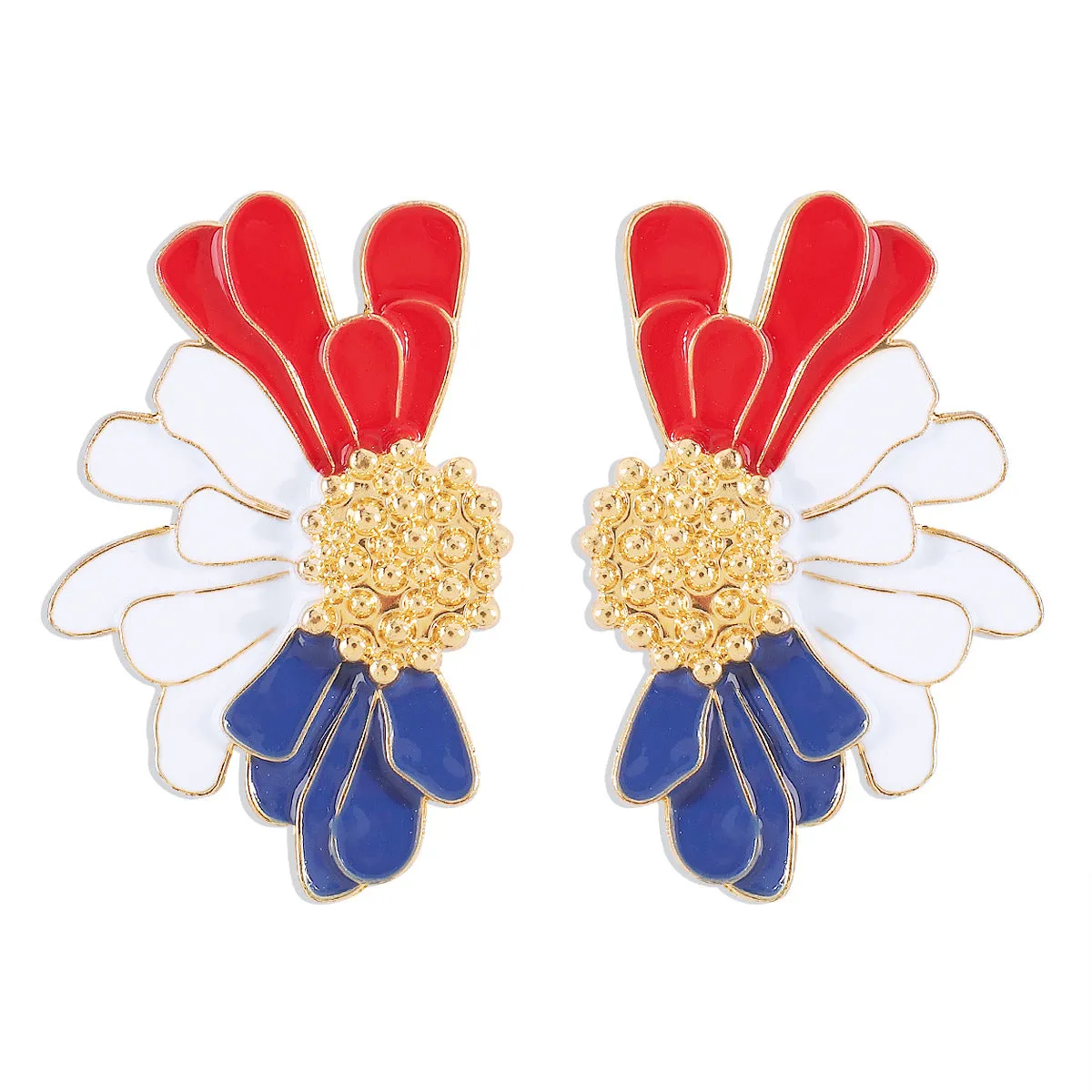 Wholesale American Independence Day Geometric Diamond Oil Drop Earrings