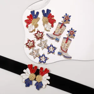 Wholesale American Independence Day Geometric Diamond Oil Drop Earrings