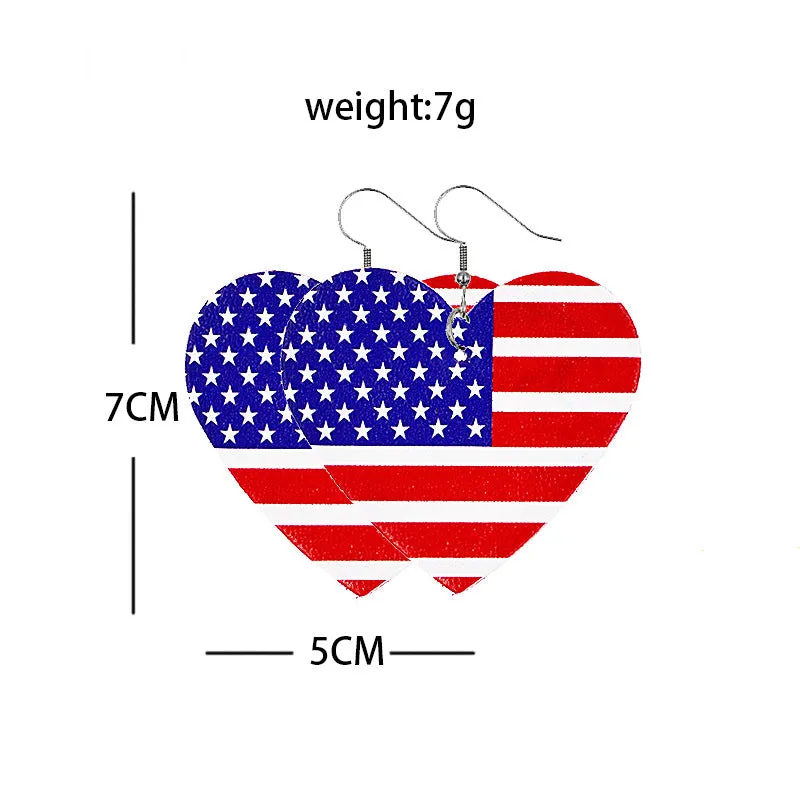 Wholesale American Independence Day Leather Earrings