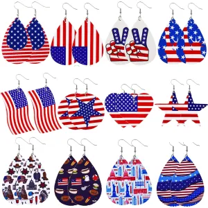 Wholesale American Independence Day Leather Earrings