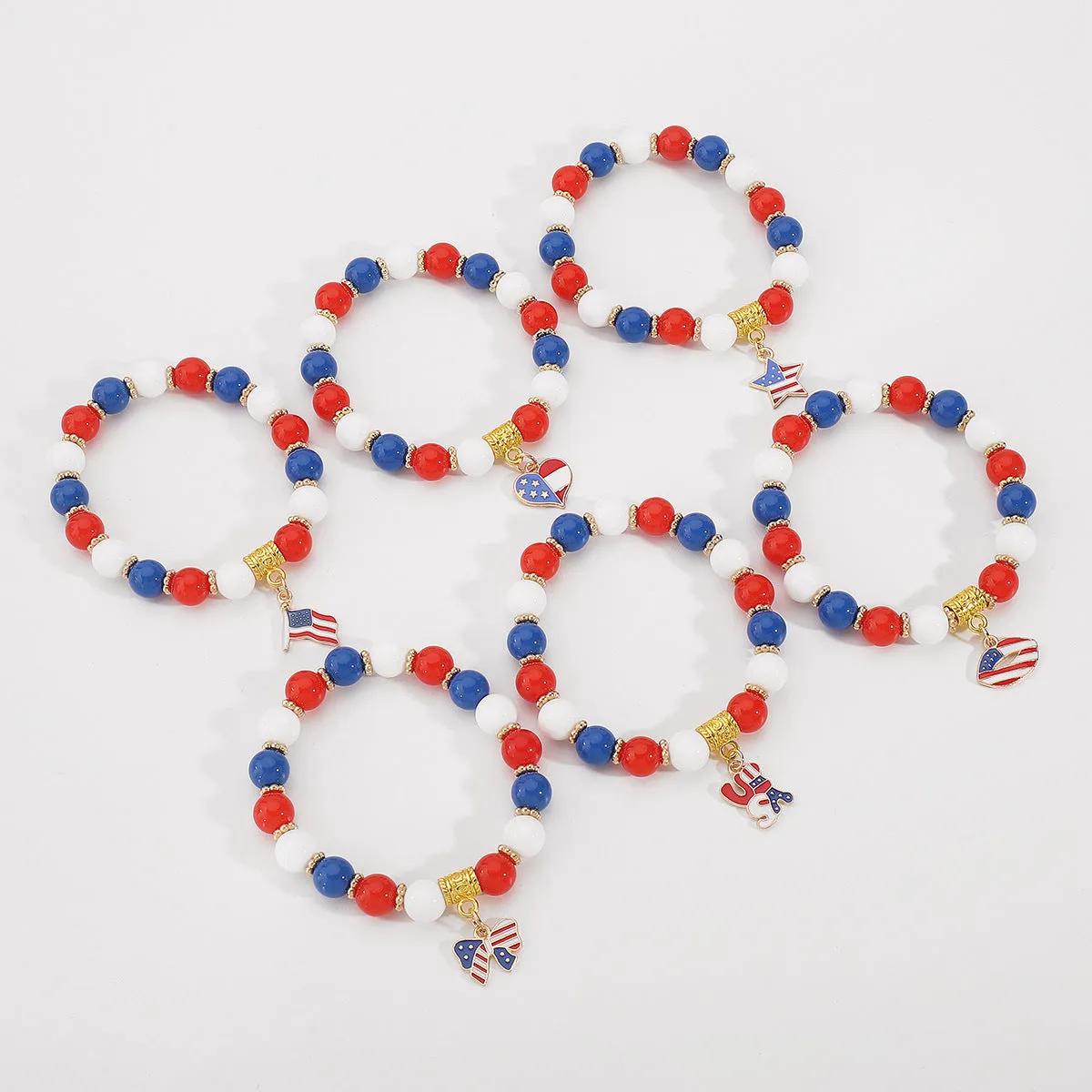 Wholesale American Independence Day Red Blue and White Flag Acrylic Bracelet