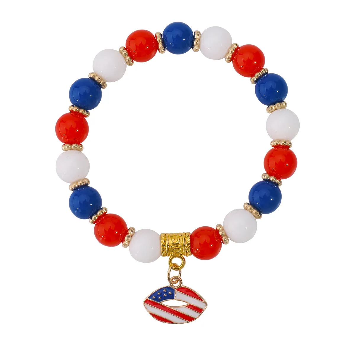 Wholesale American Independence Day Red Blue and White Flag Acrylic Bracelet