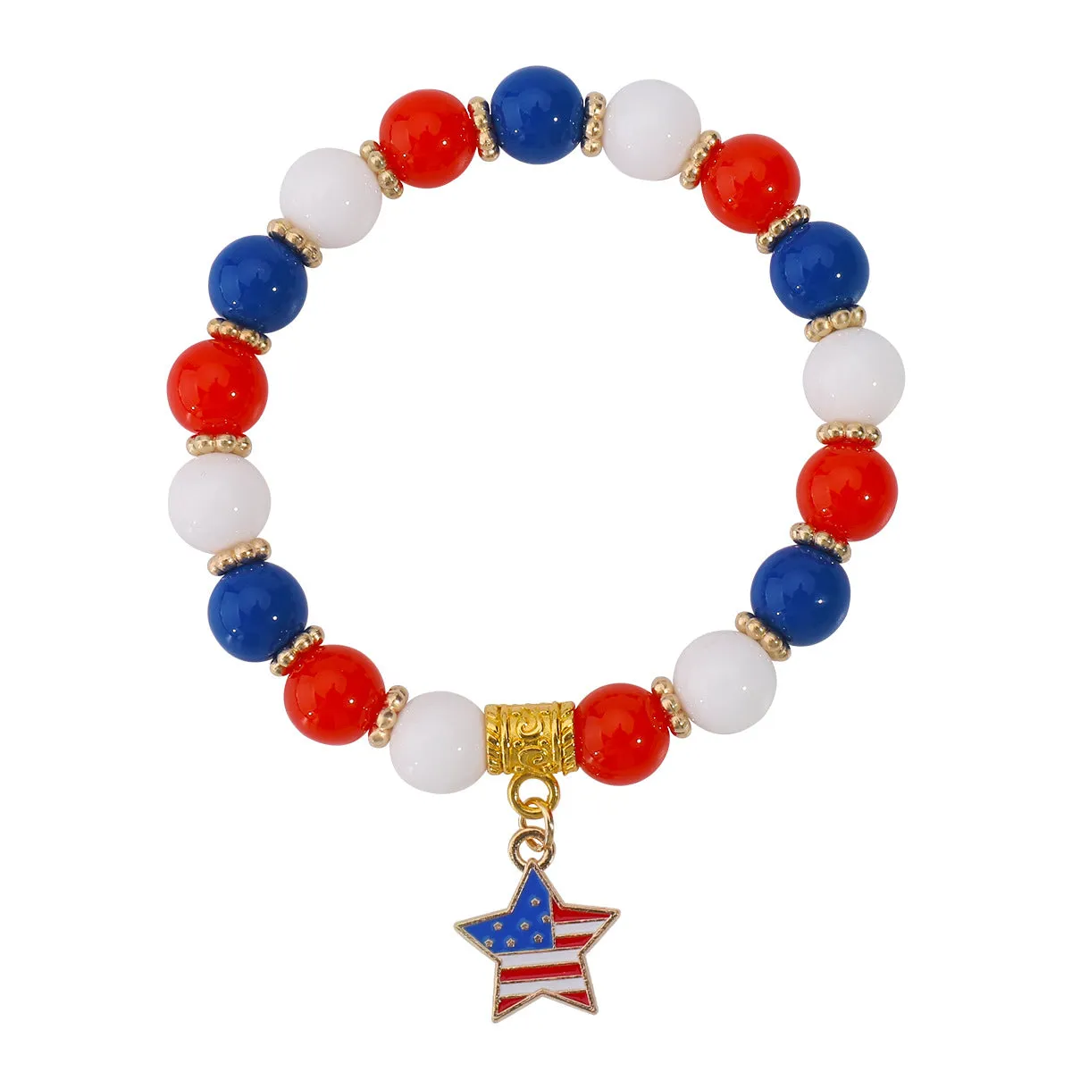 Wholesale American Independence Day Red Blue and White Flag Acrylic Bracelet