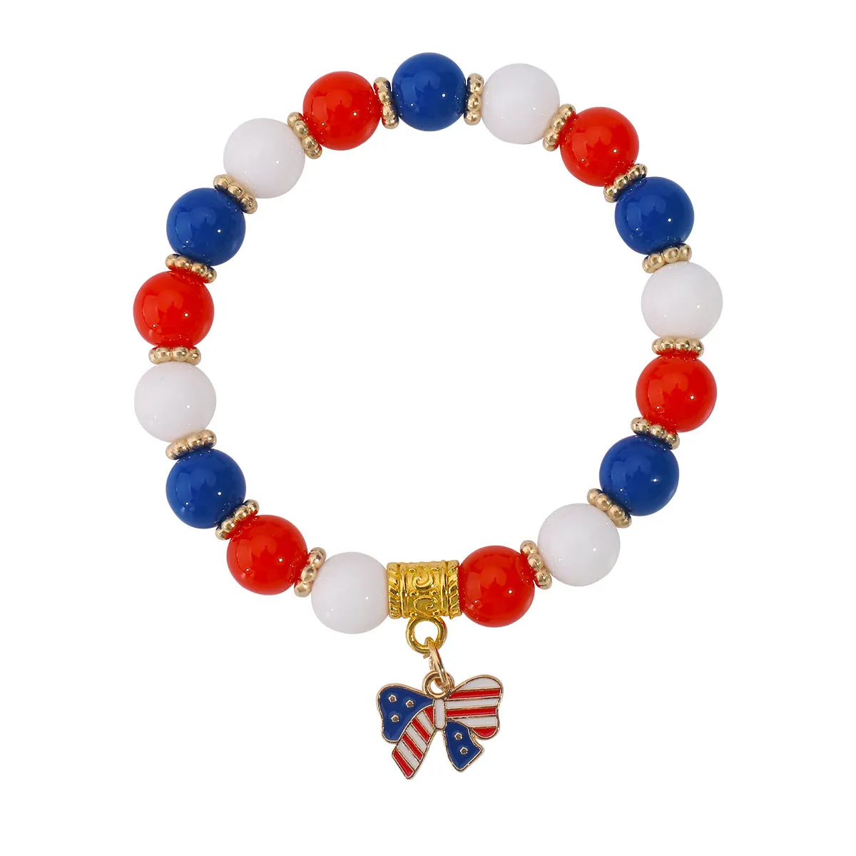 Wholesale American Independence Day Red Blue and White Flag Acrylic Bracelet