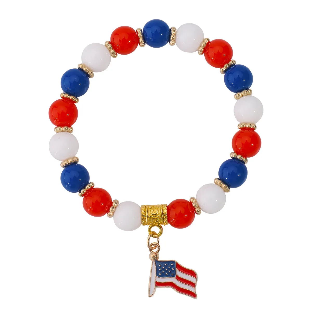 Wholesale American Independence Day Red Blue and White Flag Acrylic Bracelet