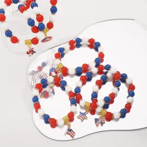 Wholesale American Independence Day Red Blue and White Flag Acrylic Bracelet