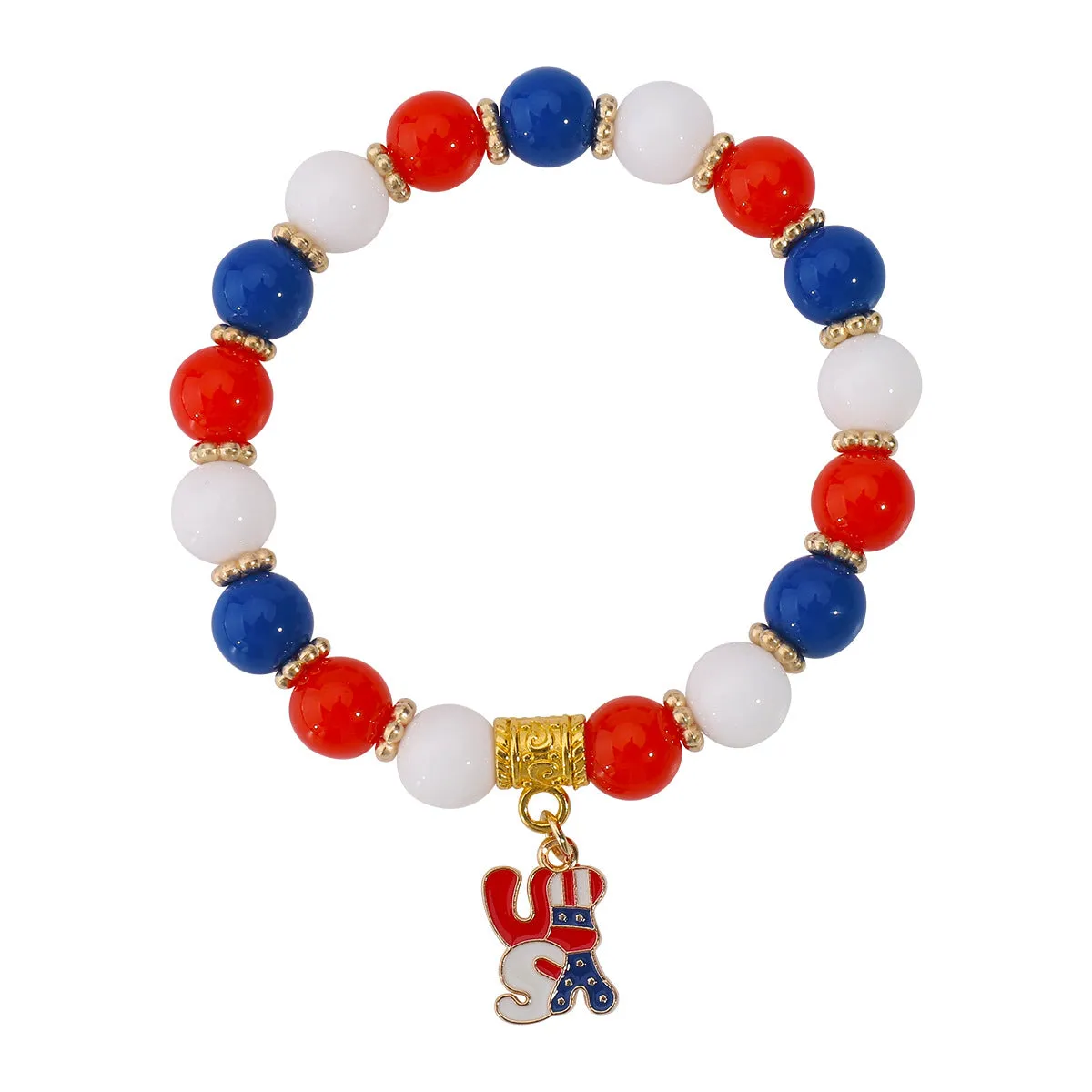 Wholesale American Independence Day Red Blue and White Flag Acrylic Bracelet